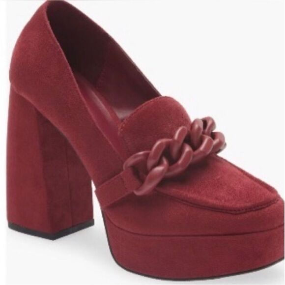 Open Edit Lainey Platform Loafer Pump in Red Cranberry Size 8.5 New - Picture 1 of 9